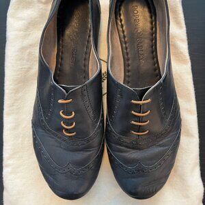 Black Leather Oxford Flats